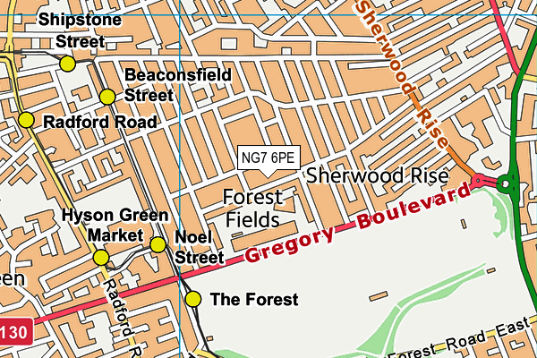 NG7 6PE map - OS VectorMap District (Ordnance Survey)