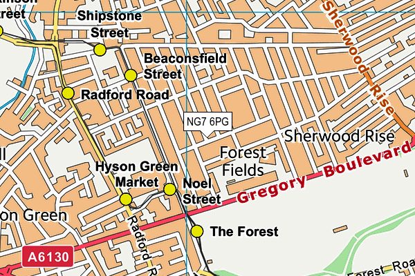 NG7 6PG map - OS VectorMap District (Ordnance Survey)