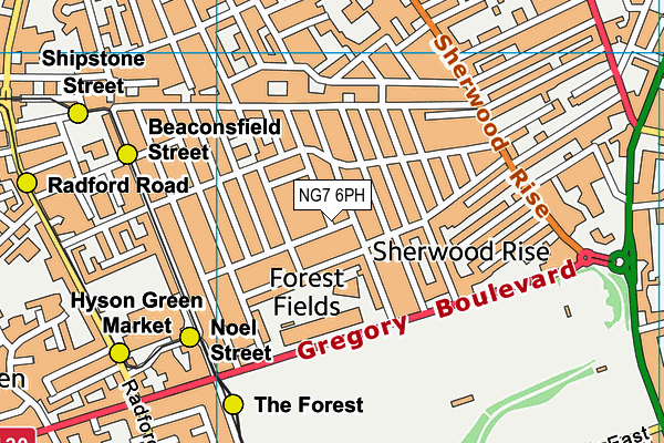 NG7 6PH map - OS VectorMap District (Ordnance Survey)
