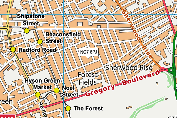 NG7 6PJ map - OS VectorMap District (Ordnance Survey)