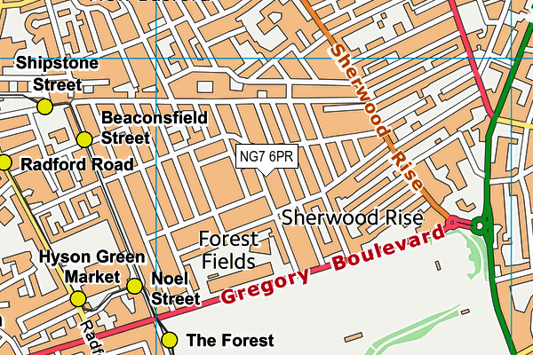 NG7 6PR map - OS VectorMap District (Ordnance Survey)