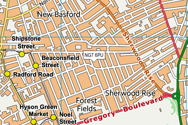 NG7 6PU map - OS VectorMap District (Ordnance Survey)