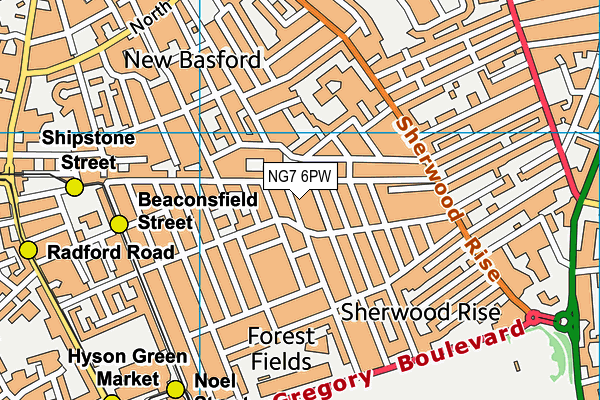 NG7 6PW map - OS VectorMap District (Ordnance Survey)