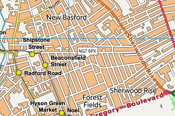 NG7 6PX map - OS VectorMap District (Ordnance Survey)