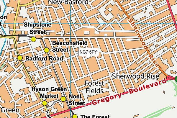 NG7 6PY map - OS VectorMap District (Ordnance Survey)