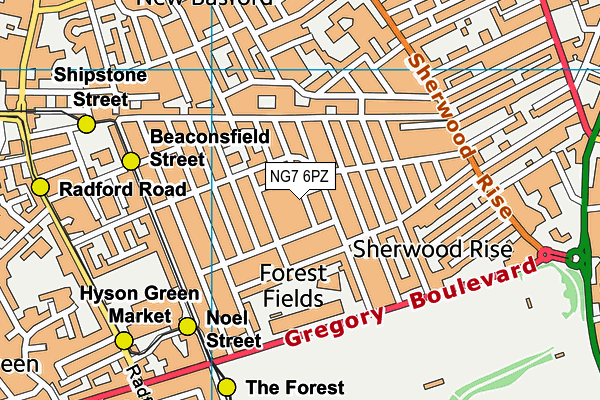 NG7 6PZ map - OS VectorMap District (Ordnance Survey)