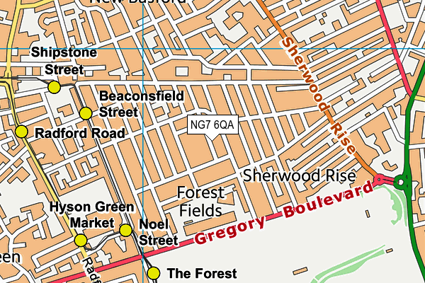 NG7 6QA map - OS VectorMap District (Ordnance Survey)