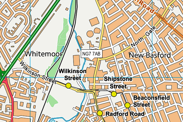 NG7 7AB map - OS VectorMap District (Ordnance Survey)