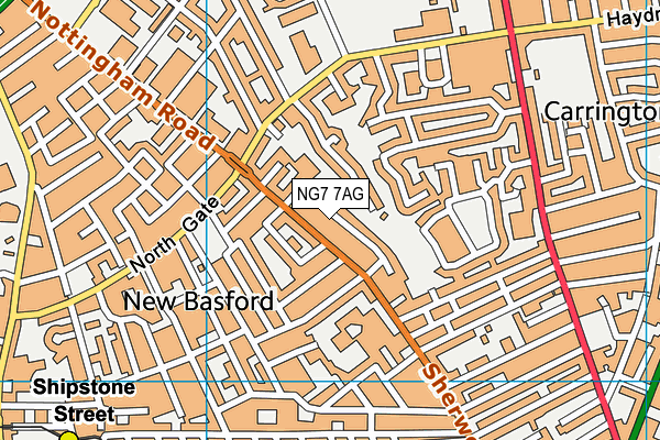 NG7 7AG map - OS VectorMap District (Ordnance Survey)