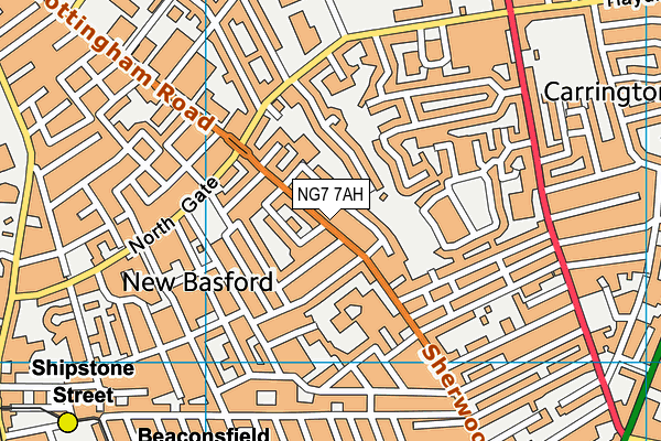 NG7 7AH map - OS VectorMap District (Ordnance Survey)