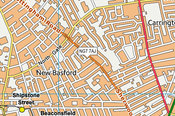 NG7 7AJ map - OS VectorMap District (Ordnance Survey)