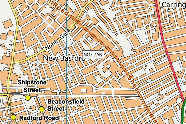 NG7 7AN map - OS VectorMap District (Ordnance Survey)