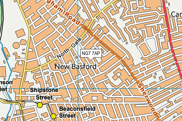 NG7 7AP map - OS VectorMap District (Ordnance Survey)