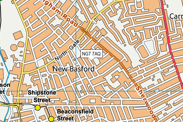 NG7 7AQ map - OS VectorMap District (Ordnance Survey)