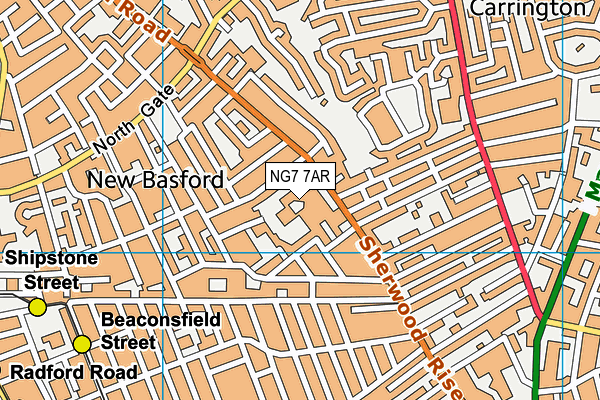 Djanogly City Academy Nottingham (Sherwood Rise Site) map (NG7 7AR) - OS VectorMap District (Ordnance Survey)