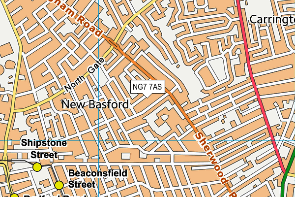 NG7 7AS map - OS VectorMap District (Ordnance Survey)