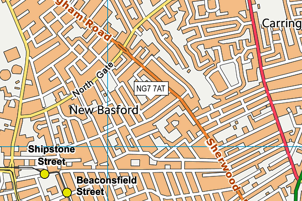 NG7 7AT map - OS VectorMap District (Ordnance Survey)