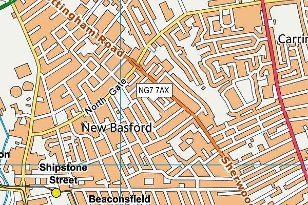 NG7 7AX map - OS VectorMap District (Ordnance Survey)