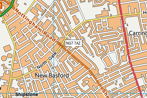 NG7 7AZ map - OS VectorMap District (Ordnance Survey)