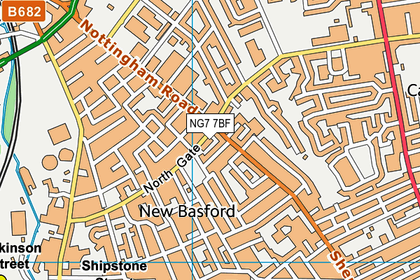 NG7 7BF map - OS VectorMap District (Ordnance Survey)