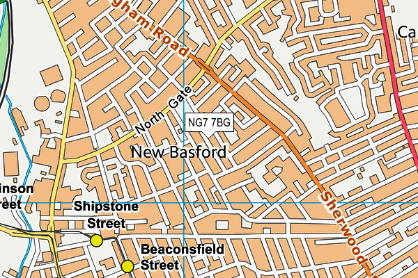 NG7 7BG map - OS VectorMap District (Ordnance Survey)