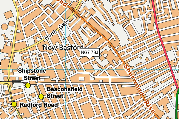 NG7 7BJ map - OS VectorMap District (Ordnance Survey)