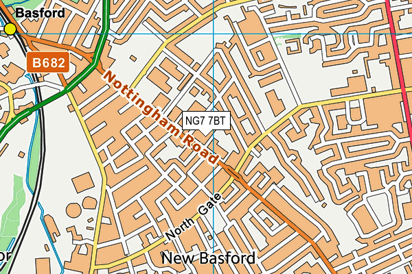 NG7 7BT map - OS VectorMap District (Ordnance Survey)