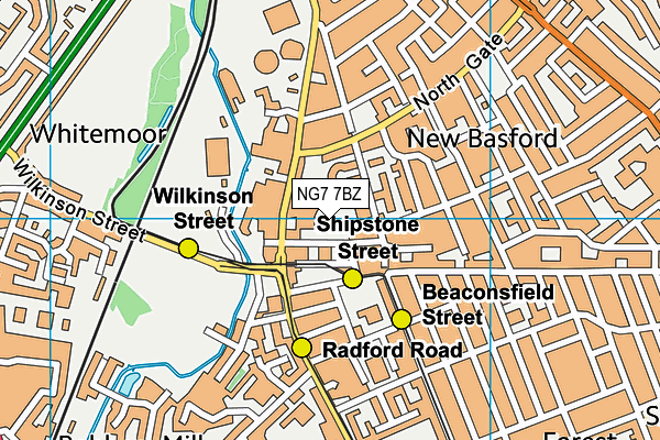 NG7 7BZ map - OS VectorMap District (Ordnance Survey)