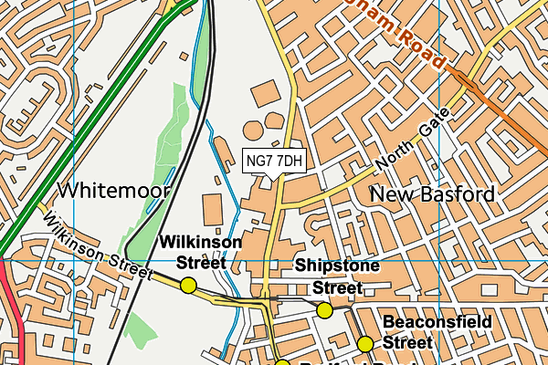 NG7 7DH map - OS VectorMap District (Ordnance Survey)