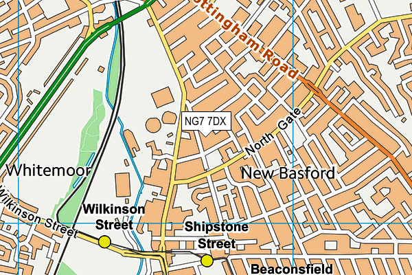 NG7 7DX map - OS VectorMap District (Ordnance Survey)