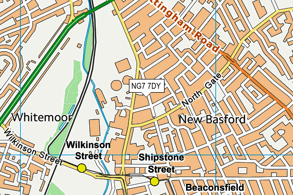 NG7 7DY map - OS VectorMap District (Ordnance Survey)