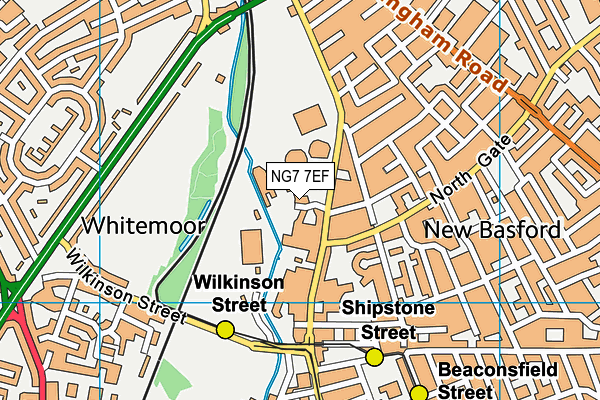 NG7 7EF map - OS VectorMap District (Ordnance Survey)