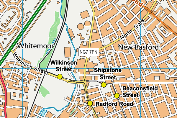 NG7 7FN map - OS VectorMap District (Ordnance Survey)