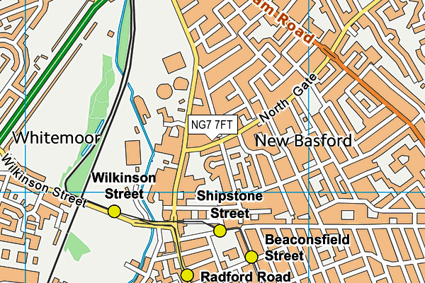 NG7 7FT map - OS VectorMap District (Ordnance Survey)