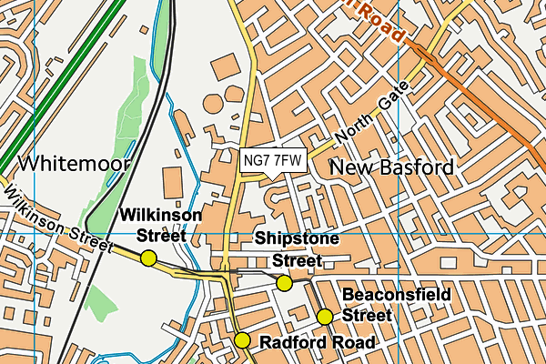 NG7 7FW map - OS VectorMap District (Ordnance Survey)