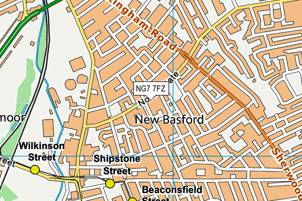 NG7 7FZ map - OS VectorMap District (Ordnance Survey)