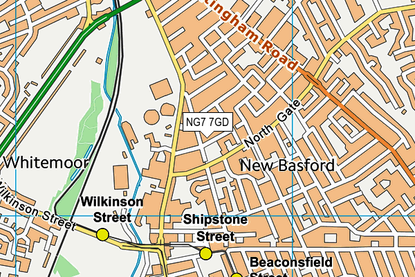 NG7 7GD map - OS VectorMap District (Ordnance Survey)