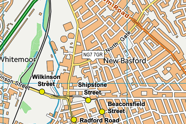 NG7 7GR map - OS VectorMap District (Ordnance Survey)