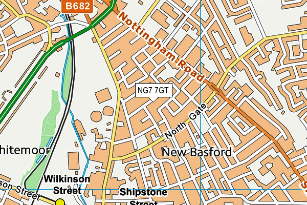 NG7 7GT map - OS VectorMap District (Ordnance Survey)