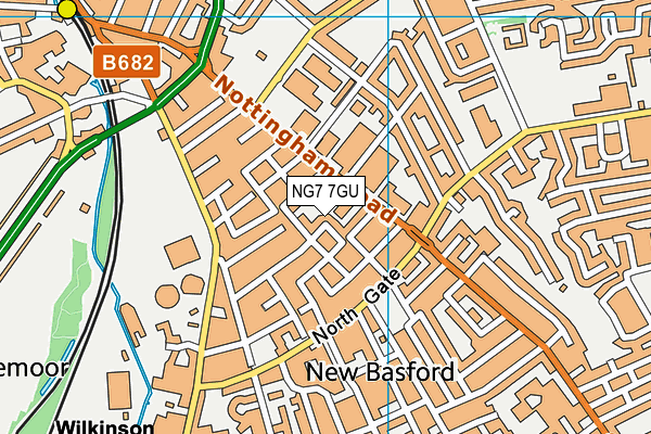 NG7 7GU map - OS VectorMap District (Ordnance Survey)