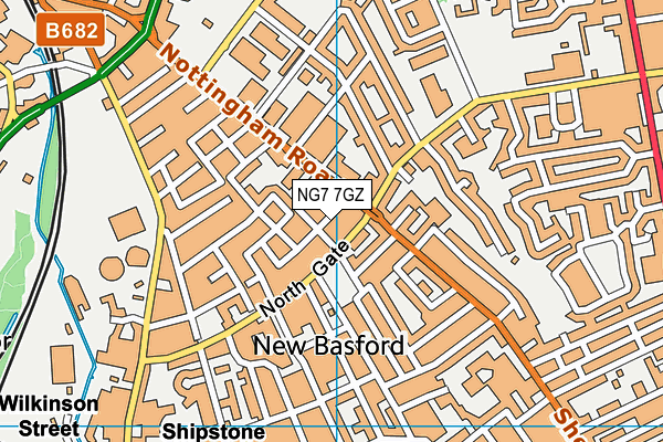 NG7 7GZ map - OS VectorMap District (Ordnance Survey)
