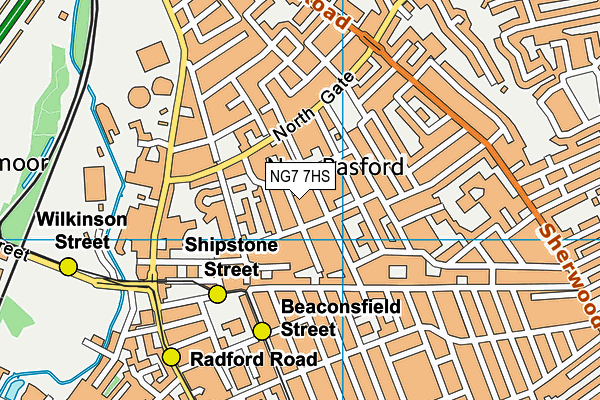 NG7 7HS map - OS VectorMap District (Ordnance Survey)