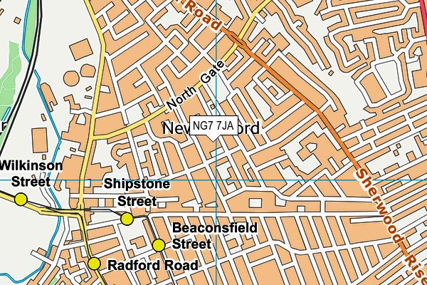 NG7 7JA map - OS VectorMap District (Ordnance Survey)