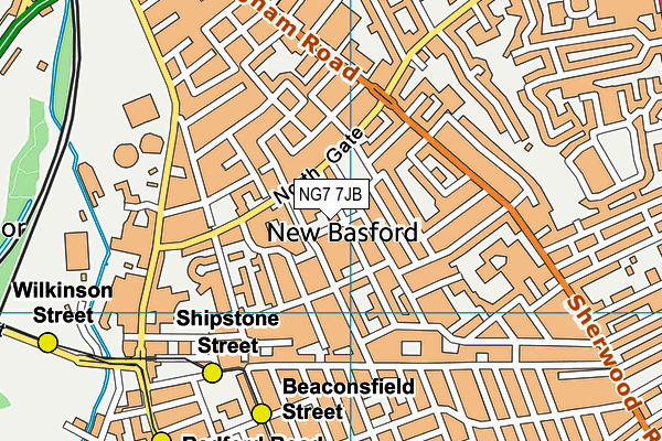 NG7 7JB map - OS VectorMap District (Ordnance Survey)