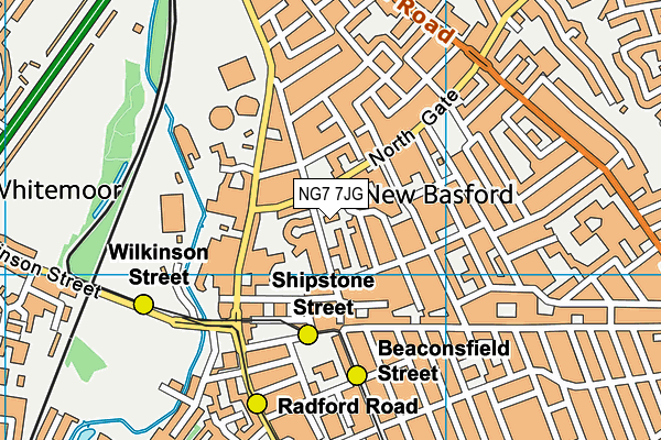 NG7 7JG map - OS VectorMap District (Ordnance Survey)