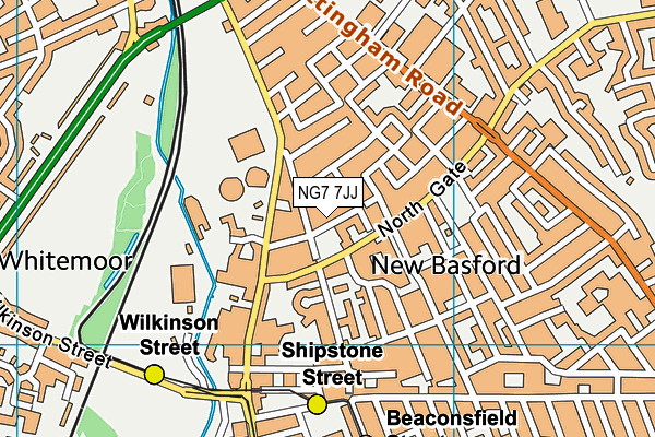 NG7 7JJ map - OS VectorMap District (Ordnance Survey)