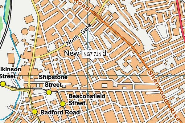 NG7 7JN map - OS VectorMap District (Ordnance Survey)