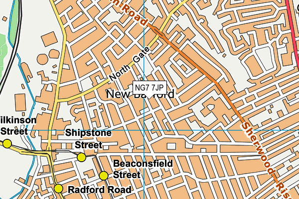 NG7 7JP map - OS VectorMap District (Ordnance Survey)