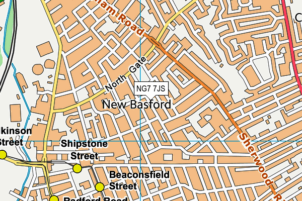 NG7 7JS map - OS VectorMap District (Ordnance Survey)