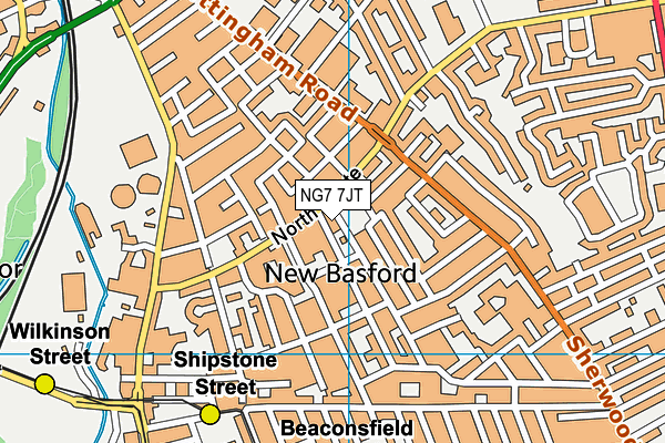 NG7 7JT map - OS VectorMap District (Ordnance Survey)